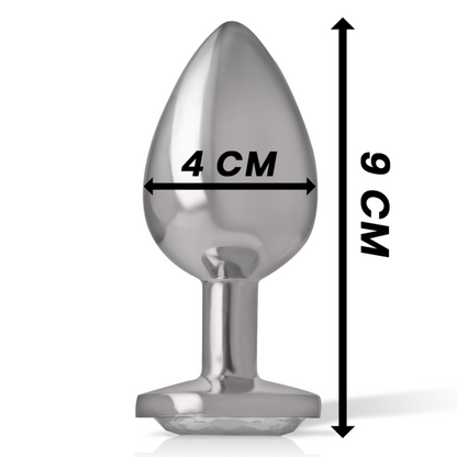 INTENSE - PLUG ANAL EN MÉTAL D'ALUMINIUM AVEC CRISTAL ARGENTÉ TAILLE L