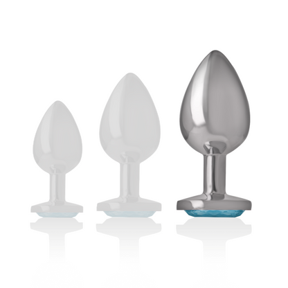 INTENSE - ALUMINUM METAL ANAL PLUG WITH BLUE CRYSTAL SIZE L