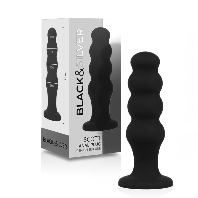 NEGRO Y PLATEADO - TAPÓN ANAL DE SILICONA PREMIUM SCOTT NEGRO