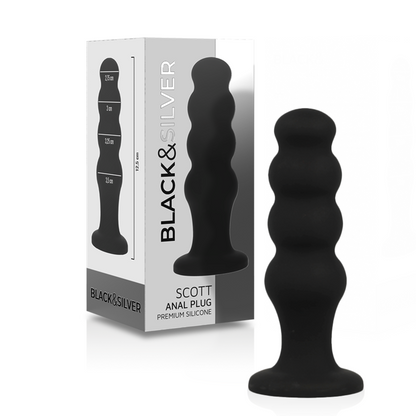 NEGRO Y PLATEADO - TAPÓN ANAL DE SILICONA PREMIUM SCOTT NEGRO