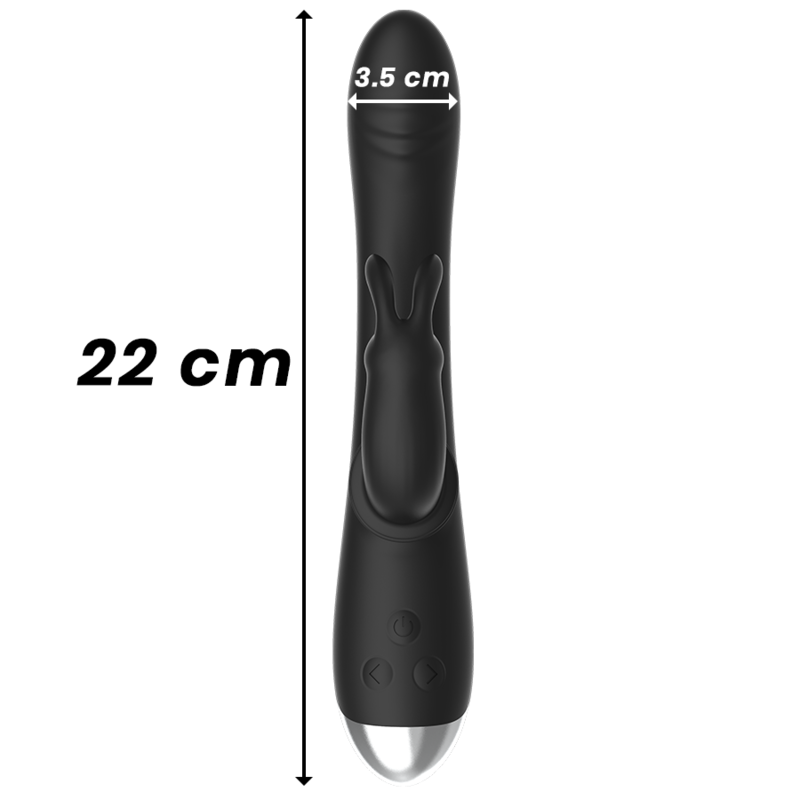 BLACK&SILVER - ESTIMULADOR CONEJO DE SILICONA RECARGABLE DJ. ADAM NEGRO
