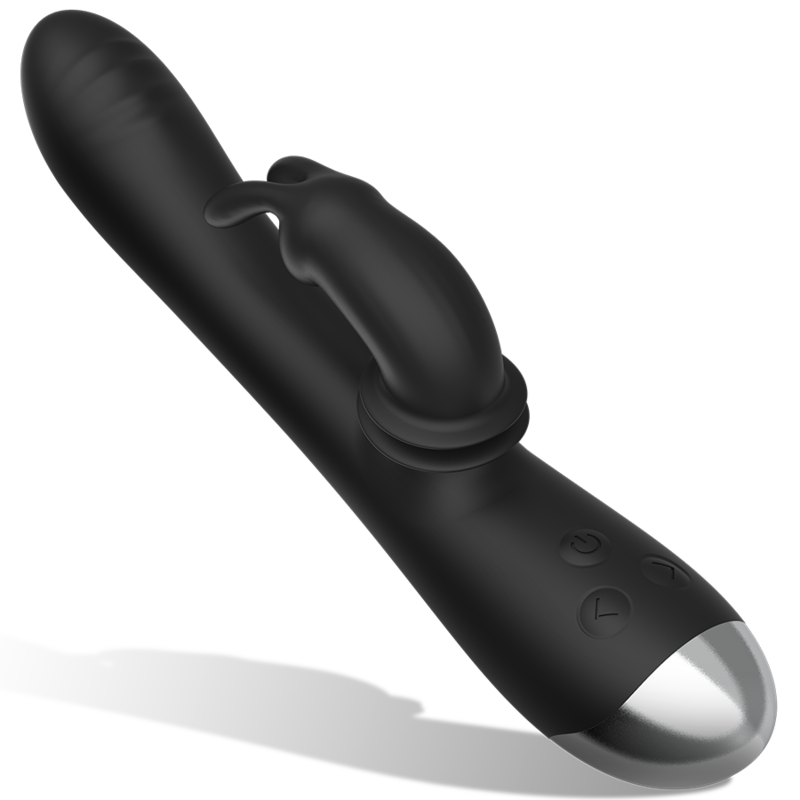 BLACK&SILVER - ESTIMULADOR CONEJO DE SILICONA RECARGABLE DJ. ADAM NEGRO