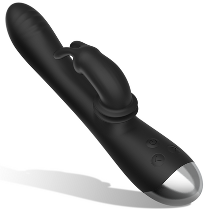 BLACK&SILVER - ESTIMULADOR CONEJO DE SILICONA RECARGABLE DJ. ADAM NEGRO