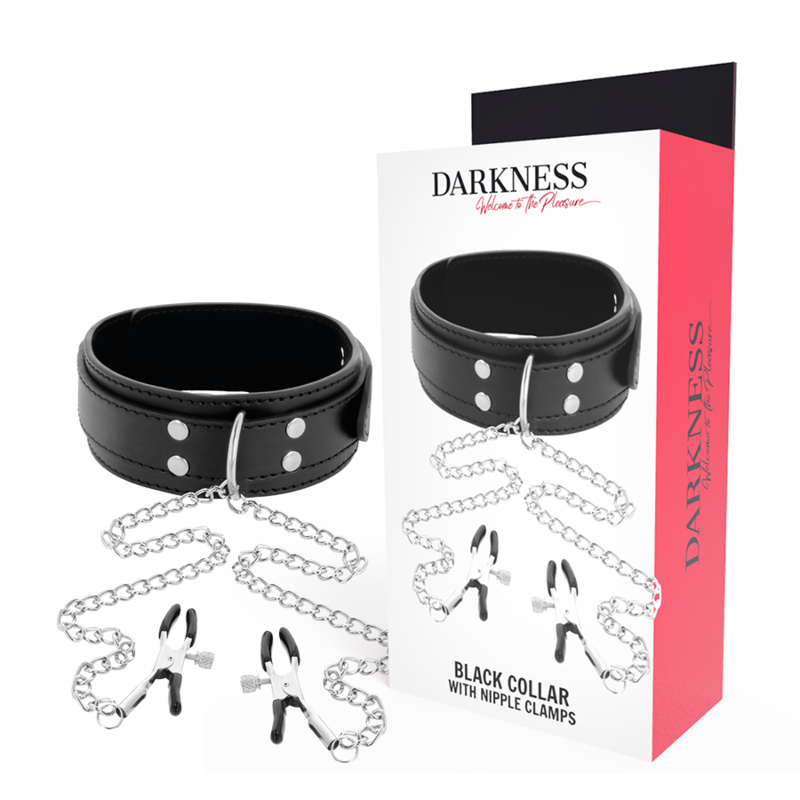 DARKNESS - COLLIER AVEC SERRE-MAMELONS NOIR