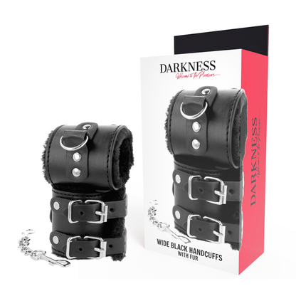 OBSCURITÉ - MENOTTES NOIRES EN CUIR RÉGLABLES AVEC DOUBLURE