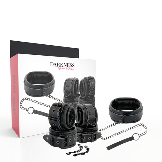 OBSCURITÉ - MENOTTES ET COLLIER EN CUIR NOIR