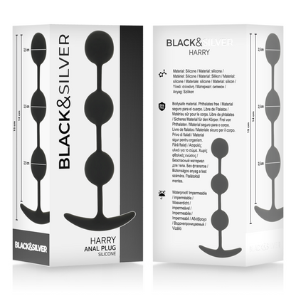 NOIR&ARGENT - CHAPELET HARRY ANAL 3 SPHÈRES SILICONE 14 CM