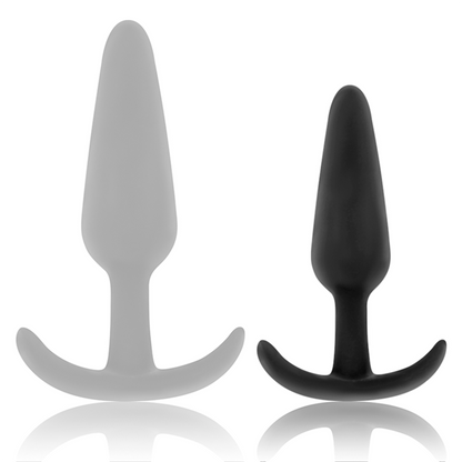 NEGRO Y PLATEADO - PLUG ANAL DE SILICONA HANSEL CON ASA PEQUEÑA