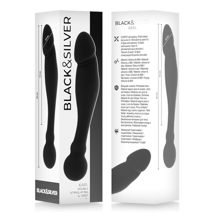 NEGRO Y PLATA - DILDO ESTIMULADOR KARL G-POINT 18 CM