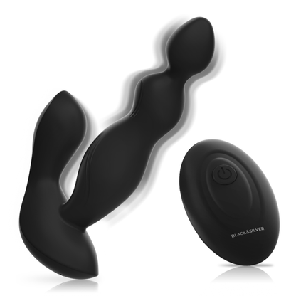NEGRO Y PLATA - TAPÓN ANAL CORA DE SILICONA CON CONTROL REMOTO