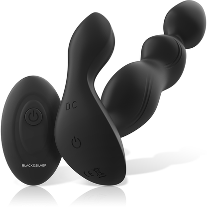 NEGRO Y PLATA - TAPÓN ANAL CORA DE SILICONA CON CONTROL REMOTO