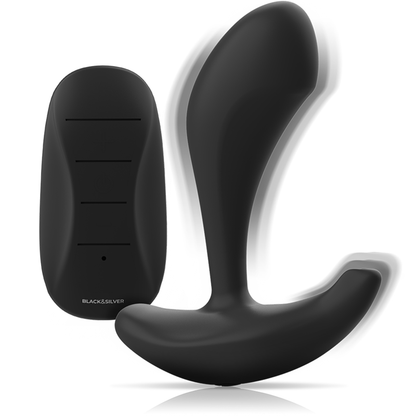 NOIR ET ARGENT - PLUG ANAL EN SILICONE AVEC TÉLÉCOMMANDE DWAYNE