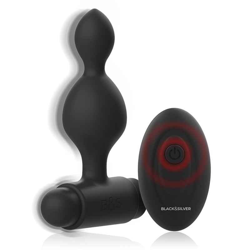 NEGRO Y PLATEADO - TUCKER SMALL SILICONE ANAL PLUG REMOTE CONTROL