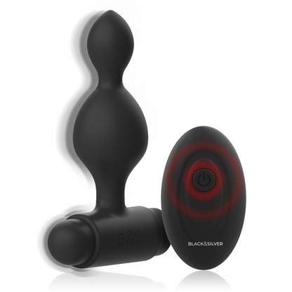 NEGRO Y PLATEADO - TUCKER SMALL SILICONE ANAL PLUG REMOTE CONTROL