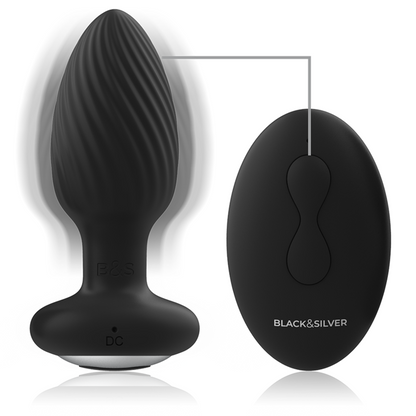 NOIR&ARGENT - PLUG ANAL EN SILICONE WELLS ROTATIF TÉLÉCOMMANDÉ