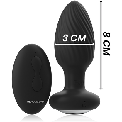 NOIR&ARGENT - PLUG ANAL EN SILICONE WELLS ROTATIF TÉLÉCOMMANDÉ