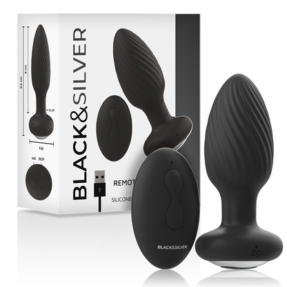 NOIR&ARGENT - PLUG ANAL EN SILICONE WELLS ROTATIF TÉLÉCOMMANDÉ