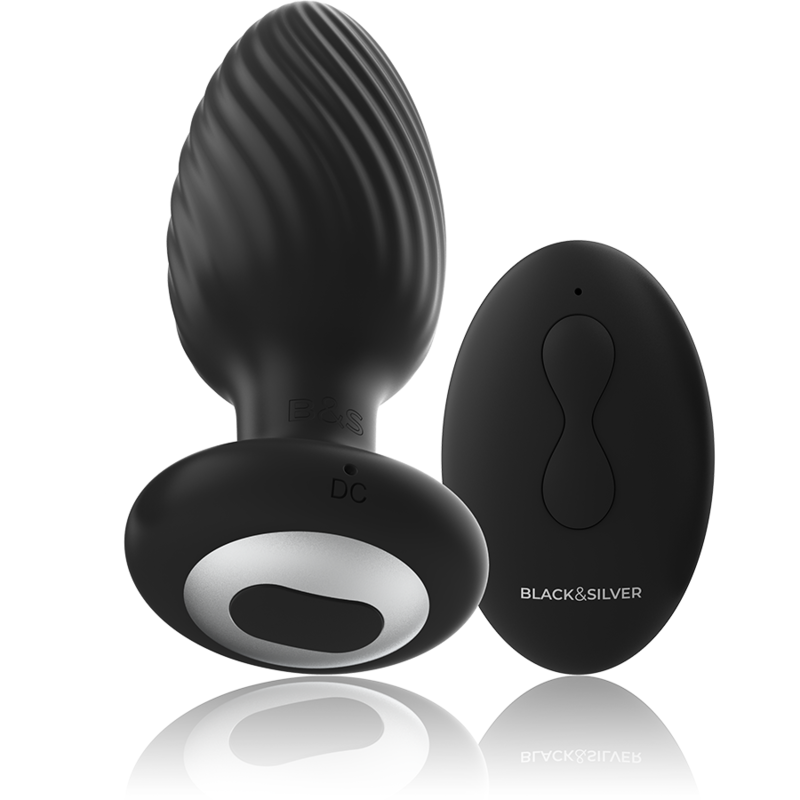 NOIR&ARGENT - PLUG ANAL EN SILICONE WELLS ROTATIF TÉLÉCOMMANDÉ