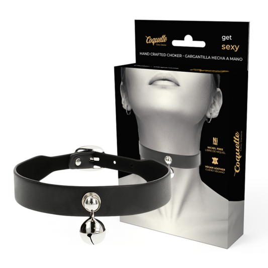 COQUETTE CHIC DESIRE - COLLIER FEMME EN CUIR VEGAN ACCESSOIRE CLOCHETTE