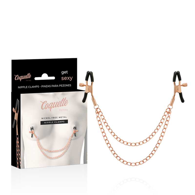 COQUETTE CHIC DESIRE - PINZAS PARA PEZONES DE METAL DE FANTASÍA CON CADENA