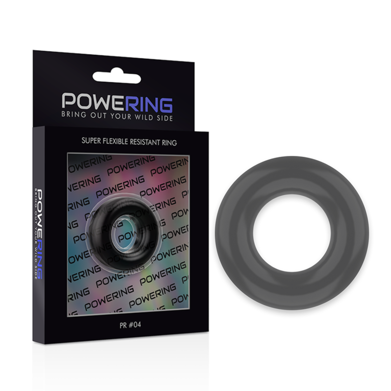 POWERING - ANNEAU PÉNIS SUPER FLEXIBLE ET RÉSISTANT 3,8CM PR04 NOIR