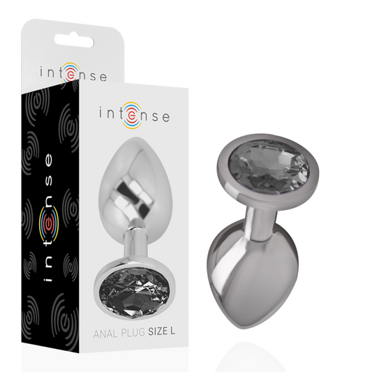 INTENSE - ANAL PLUG DE ALUMINIO CON CRISTAL NEGRO TALLA L