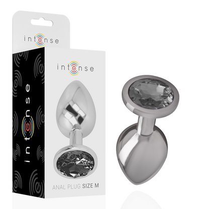 INTENSE - TAPÓN ANAL DE METAL DE ALUMINIO CON CRISTAL NEGRO TALLA M