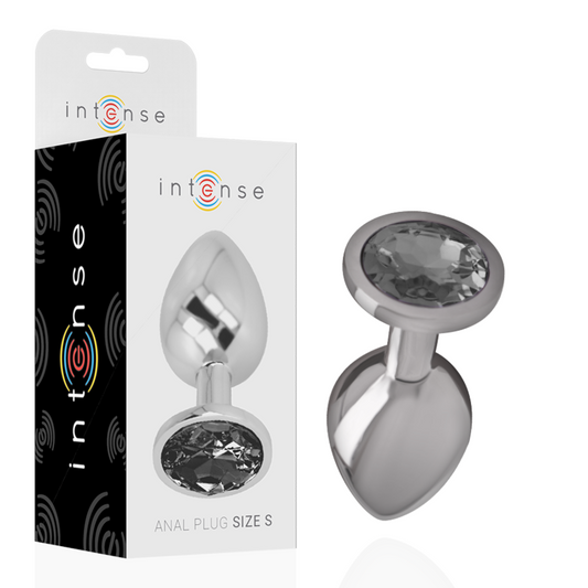 INTENSE - ANAL PLUG DE ALUMINIO CON CRISTAL NEGRO TALLA S