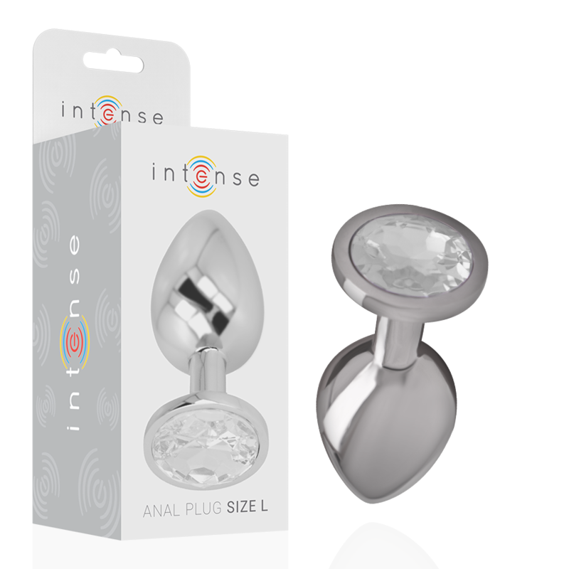 INTENSE - PLUG ANAL EN MÉTAL D'ALUMINIUM AVEC CRISTAL ARGENTÉ TAILLE L