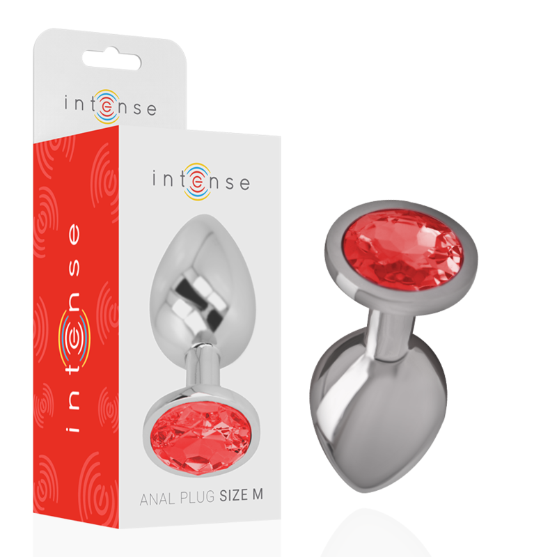 INTENSE - ANAL PLUG DE METAL CON CRISTAL ROJO TALLA M