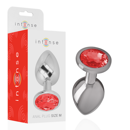 INTENSE - ANAL PLUG DE METAL CON CRISTAL ROJO TALLA M