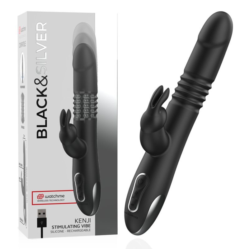 BLACK&SILVER - KENJI UP & DOWN RABBIT VIBRATOR + WATCHME REMOTE CONTROL