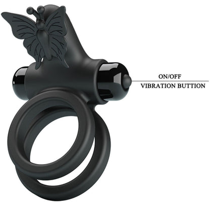 PRETTY LOVE - DOUBLE VIBRATING RING WITH BLACK STIMULATOR