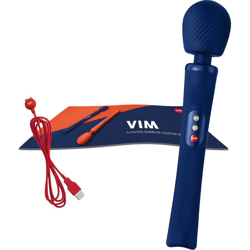 FUN FACTORY - VIM SILICONE RECHARGEABLE VIBRATING WEIGHTED RUMBLE WAND MIDNIGHT