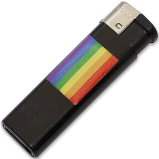 ORGULLO - ENCENDEDOR NEGRO CON LA BANDERA LGBT