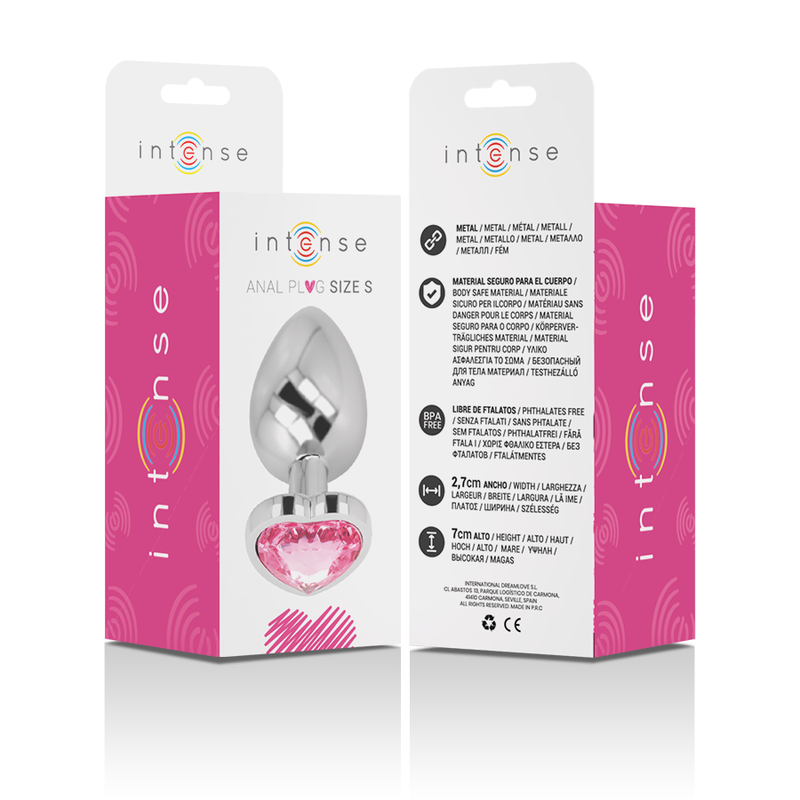 INTENSE - TAPÓN ANAL DE METAL ALUMINIO CORAZÓN ROSA TALLA S