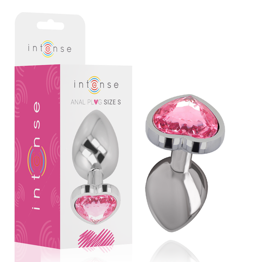 INTENSE - TAPÓN ANAL DE METAL ALUMINIO CORAZÓN ROSA TALLA S