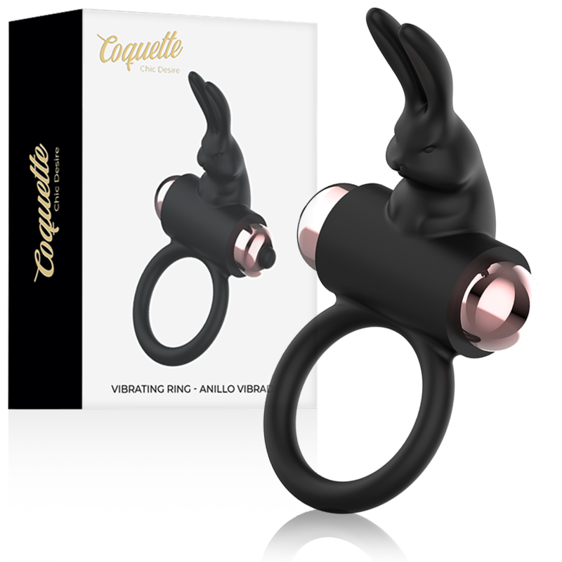 COQUETTE TOYS - COCK RING WITH VIBRATOR BLACK/ GOLD