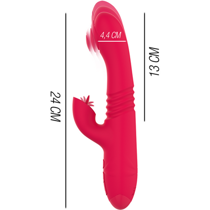 INTENSE - VIBRADOR DUA MULTIFUNCIÓN RECARGABLE HACIA ARRIBA Y HACIA ABAJO CON LENGUA ROJA