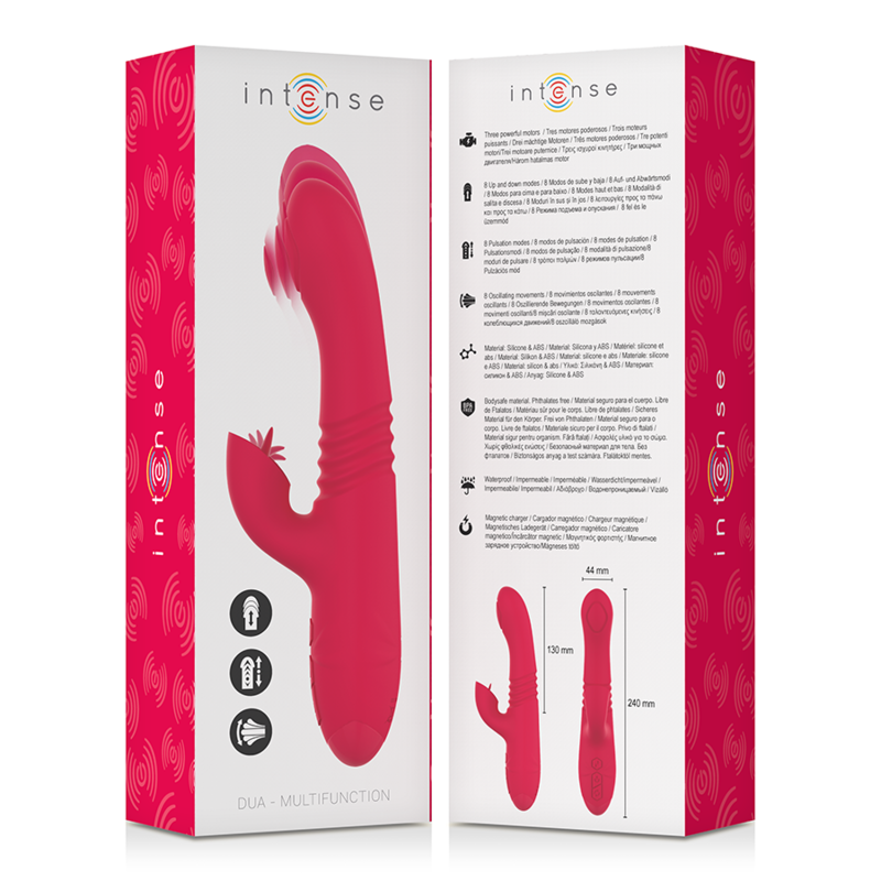 INTENSE - VIBRADOR DUA MULTIFUNCIÓN RECARGABLE HACIA ARRIBA Y HACIA ABAJO CON LENGUA ROJA