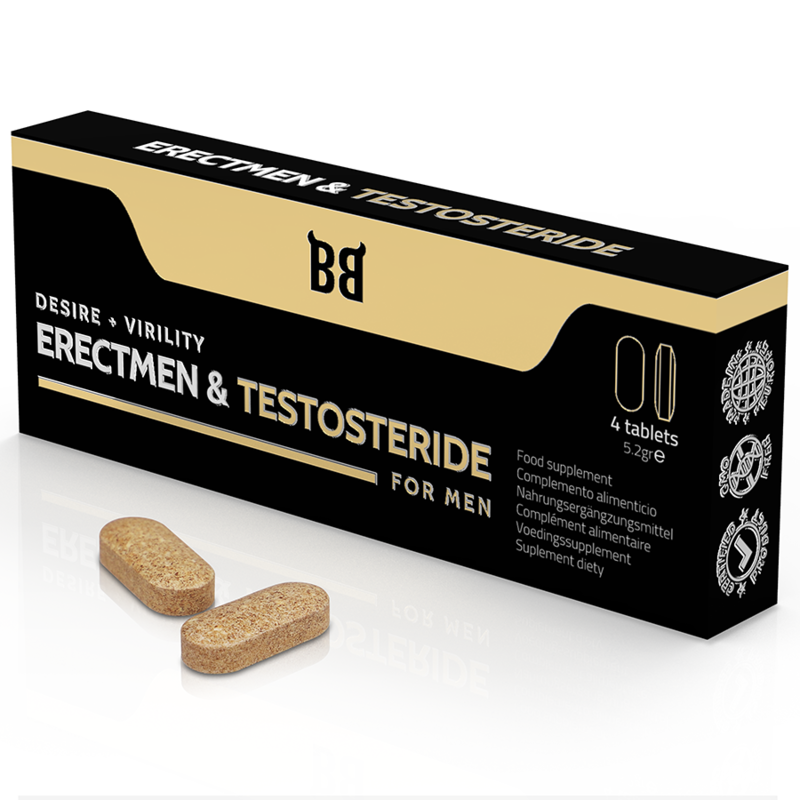 BLACK BULL - ERECTMEN & TESTOSTERIDE POWER AND TESTOSTERONE FOR MEN 4 CAPSULES