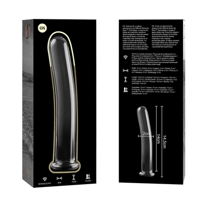 SÉRIE NEBULA D'IBIZA - GODEMICHET MODÈLE 8 EN VERRE BOROSILICATE TRANSPARENT 14,5 CM -O- 2 CM