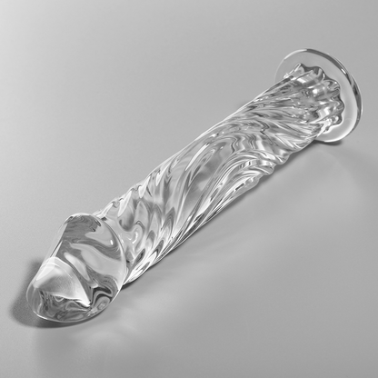 SERIE NEBULA DE IBIZA - MODELO 12 DILDO DE VIDRIO BOROSILICATO TRANSPARENTE 17 CM -Ø- 3,5 CM