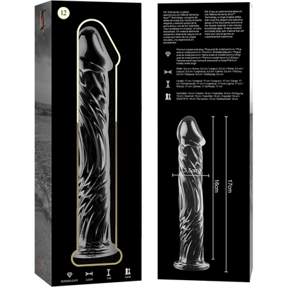 SERIE NEBULA DE IBIZA - MODELO 12 DILDO DE VIDRIO BOROSILICATO TRANSPARENTE 17 CM -Ø- 3,5 CM