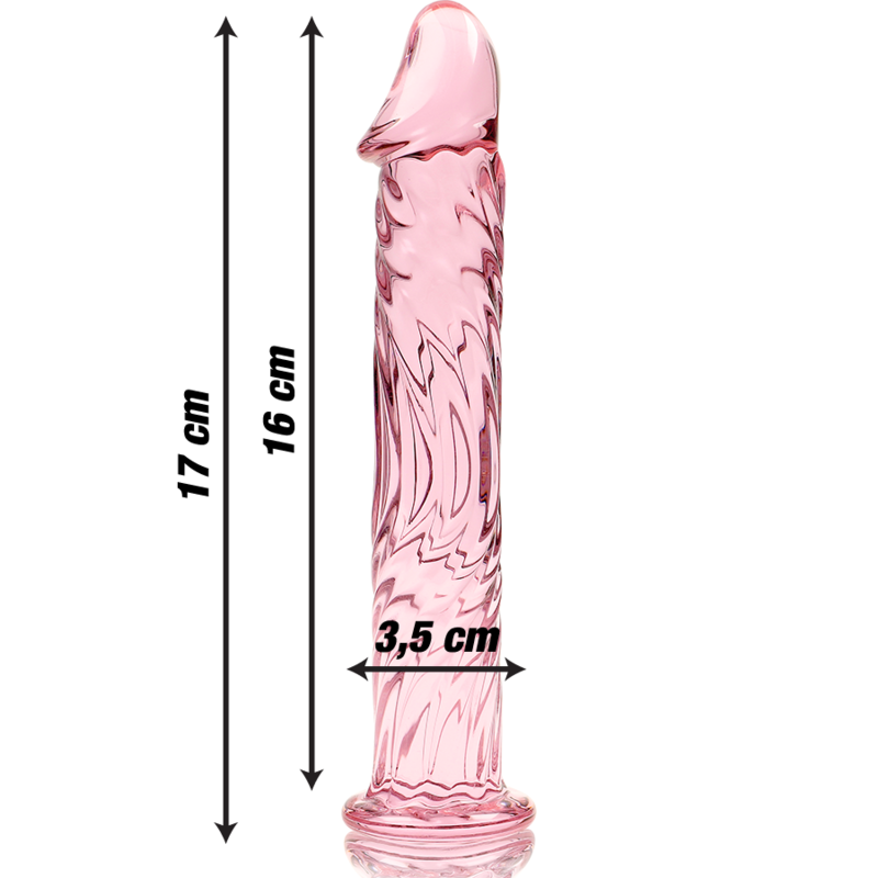 SERIE NEBULA DE IBIZA - MODELO 12 DILDO DE VIDRIO BOROSILICATO TRANSPARENTE 17 CM -Ø- 3,5 CM