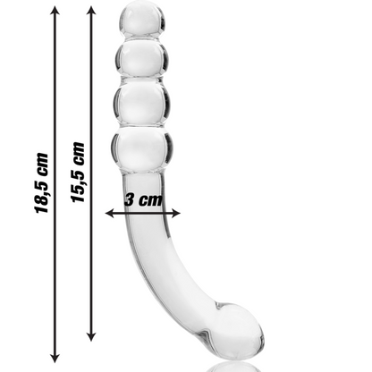 SERIE NEBULA DE IBIZA - MODELO 14 DILDO DE VIDRIO BOROSILICATO TRANSPARENTE 18,5 CM -Ø- 3 CM