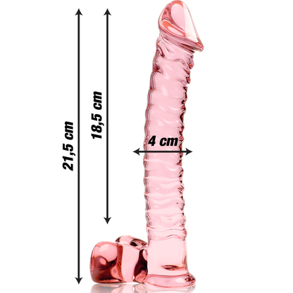 SERIE NEBULA DE IBIZA - MODELO 23 DILDO DE VIDRIO DE BOROSILICATO TRANSPARENTE 21,5 CM -O- 4 CM