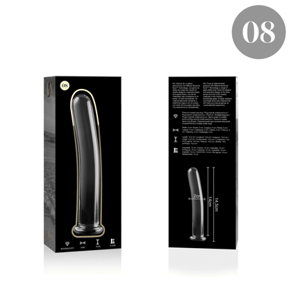 SÉRIE NEBULA D'IBIZA - GODEMICHET MODÈLE 8 EN VERRE BOROSILICATE TRANSPARENT 14,5 CM -O- 2 CM
