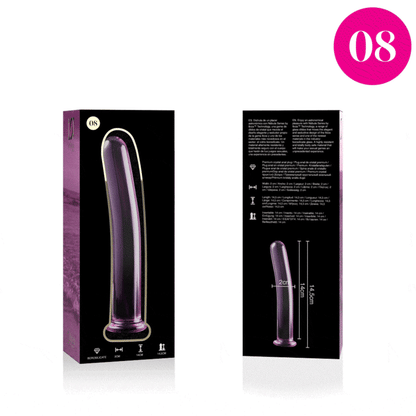 SÉRIE NEBULA D'IBIZA - GODEMICHET MODÈLE 8 EN VERRE BOROSILICATE TRANSPARENT 14,5 CM -O- 2 CM
