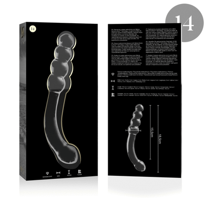 SERIE NEBULA DE IBIZA - MODELO 14 DILDO DE VIDRIO BOROSILICATO TRANSPARENTE 18,5 CM -Ø- 3 CM